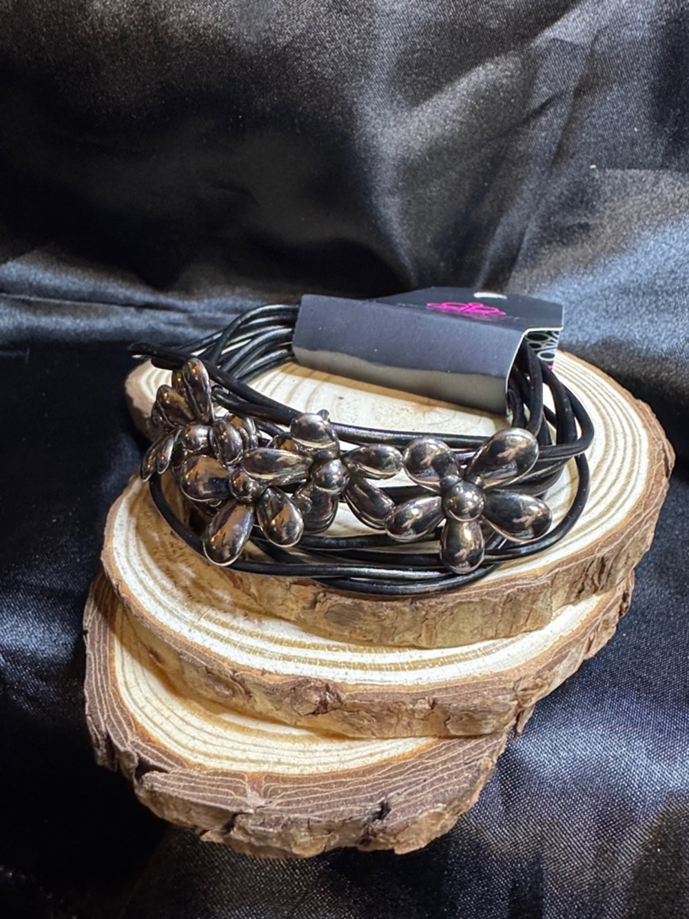 paparazzi Black Floral Multi-Strand Bracelet-(2 avail)